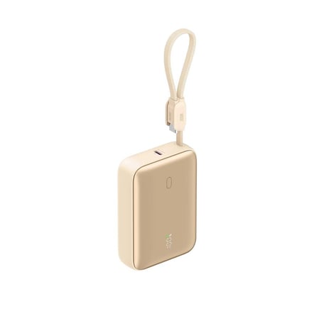 جودا - بطارية HALO بسعة 10,000mAh بمنفذ USB-C ومنفذ USB-A مع كيبل USB-C مدمج - ذهبي