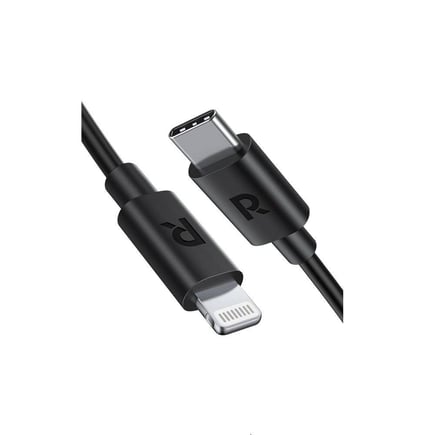 راف باور - كيبل USB-C to lightning 1m - اسود