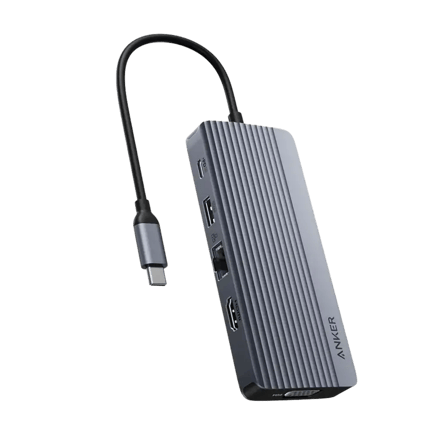 انكر - وصلة USB-C Hub ب 10 منافذ متعددة المنافذ - رمادي