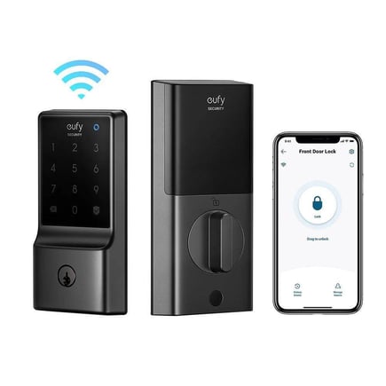يوفي - قفل الباب الذكيE110 مع Wi-Fi مدمج - اسود