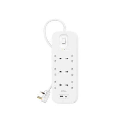 بيلكن - توصيلة Connect بعدد 6 منافذ طاقة و منفذ USB-C ومنفذ USB-A
