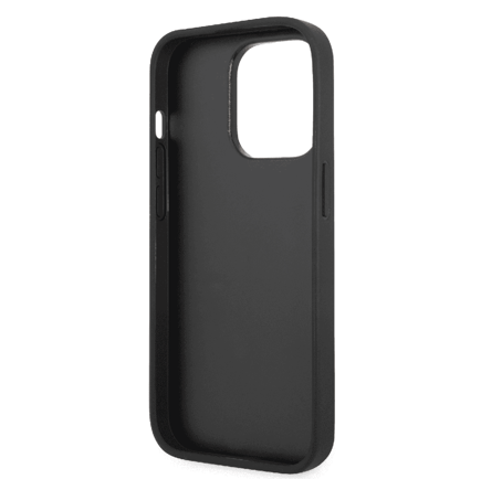 فيراري - غلاف Carbon Effect Case With Italian Flag Line للآيفون 14بروماكس - اسود