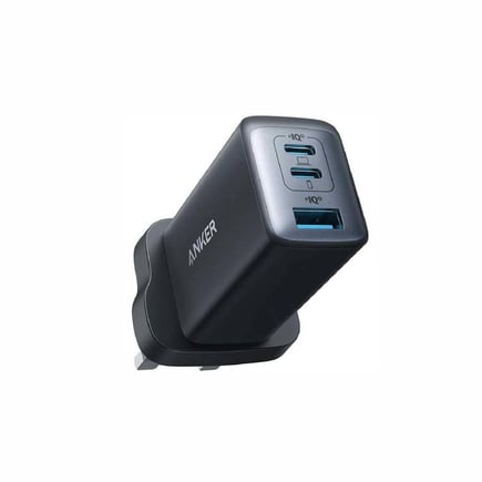 انكر - شاحن جداري GaNPrime بقوة 65W بمنفذين USB-C ومنفذ USB-A - اسود