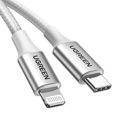 يوجرين - كيبل UGREEN USB-C to lightning PD بطول 1م - فضي