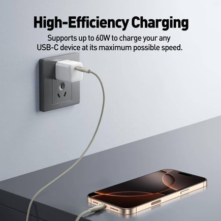 جودا - كيبل Slip USB-C to USB-C يدعم حتى 60W بطول 1m- ذهبي