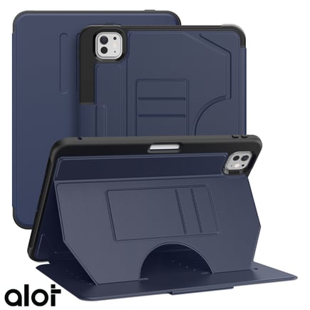 ألوت - غلاف Protective Case مع مكان مخصص للبطاقات وحامل للقلم للايباد PRO 11inch(2024)  - ازرق