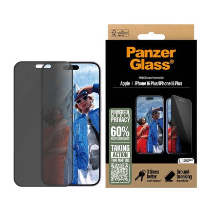 بانزر جلاس - ستيكر حماية ULTRA-WIDE FIT خصوصية  للايفون 16Plus/15Plus - برايفسي