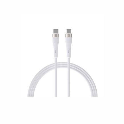 راف باور - كيبل Silicone USB-C to USB-C يدعم الشحن السريع بقوة 60W  بطول 1.2m -  ابيض