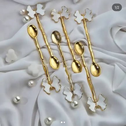 طقم معالق صغيره فراشه لون ابيض