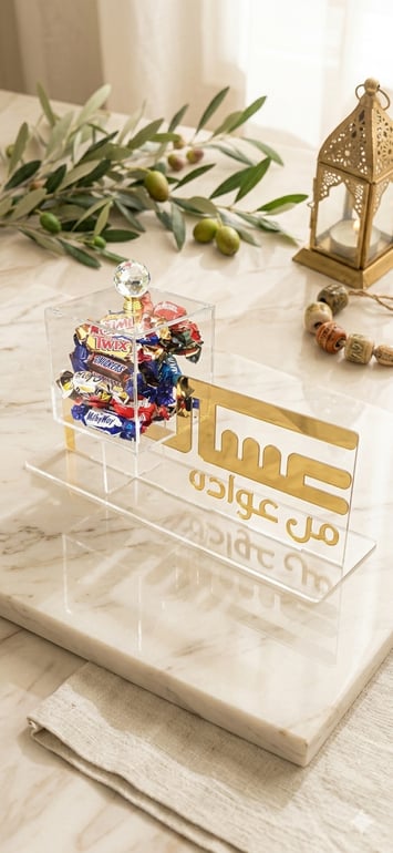 علبه اكريليك مع كلمه عساكم من عواده
