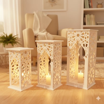 طقم فوانيس ثلاث قطع  حجم كبير من pvc