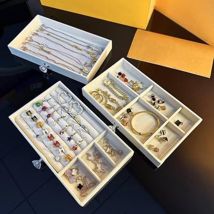 منظم اكسسوارات 3 طبقات مع  غطا لون رمادي