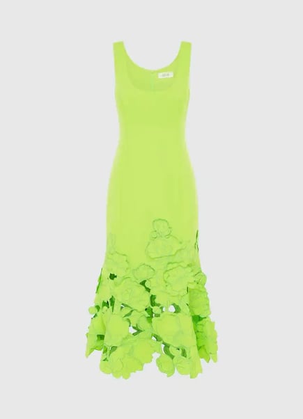 Emily Appliqué Midi Dress - Lime