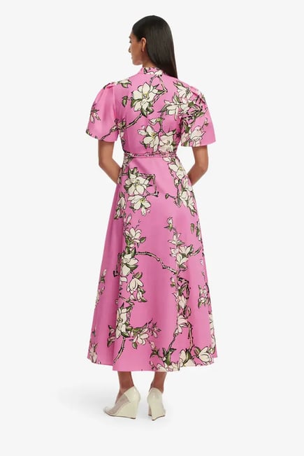 Bianca Short Sleeve Midi Dress-pink