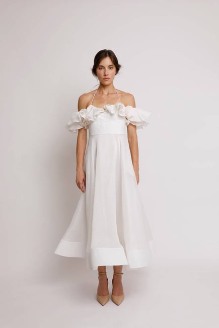 Myosotis silk dress White
