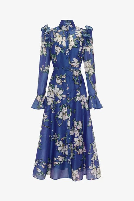 Katrina Butterfly Sleeve Midi Dress- navey