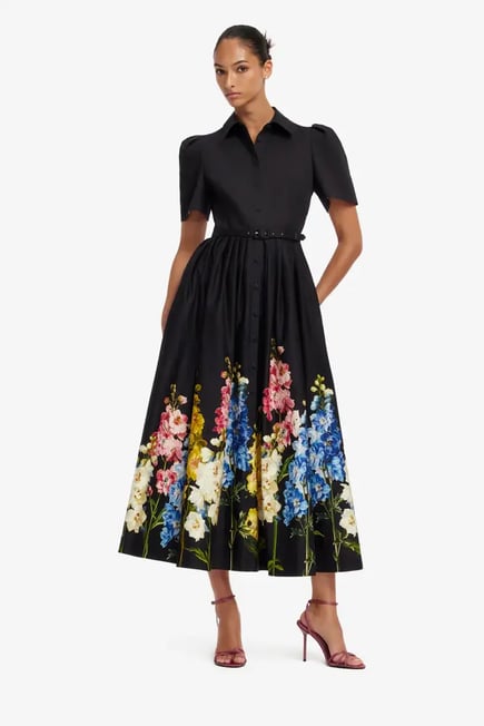 Bianca Short Sleeve Midi Dress-black
