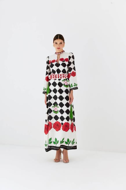  ROSE PETALS SILK MAXI