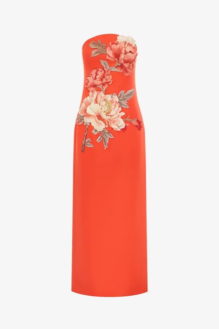 Appliqué Floral Bustier Maxi Dress