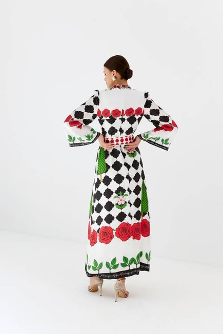  ROSE PETALS SILK MAXI