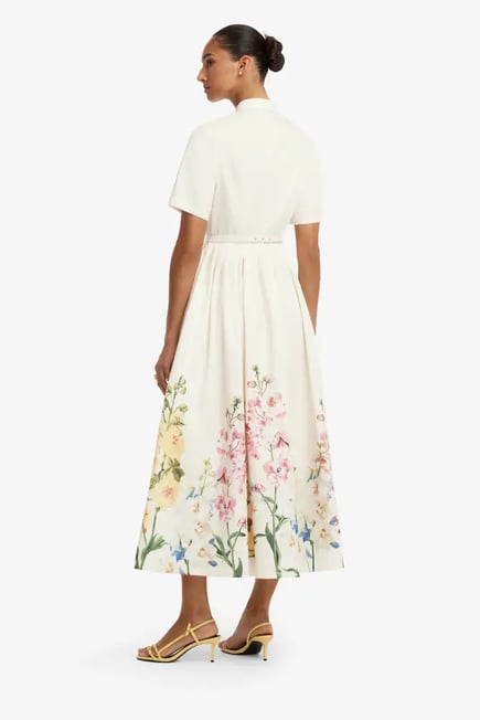  Bianca Short Sleeve Midi Dress-white