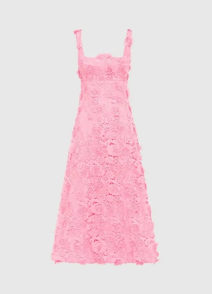 Odette Lace Midi Dress - Bubblegum