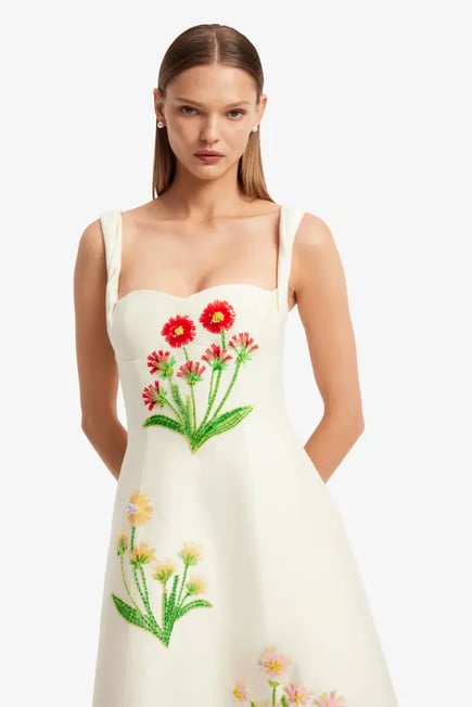 Beatrice  Embellished Wool Midi Dress