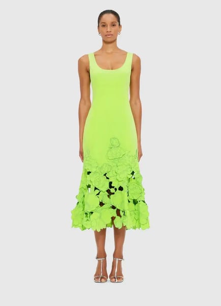 Emily Appliqué Midi Dress - Lime