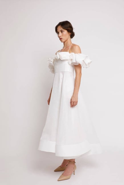 Myosotis silk dress White