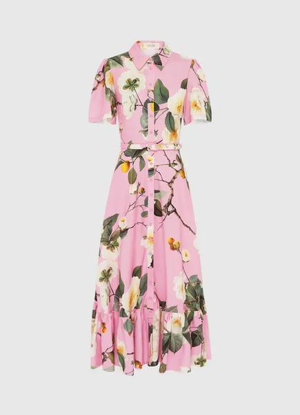 Becca Short Sleeve Midi Dress - Camelia Print
