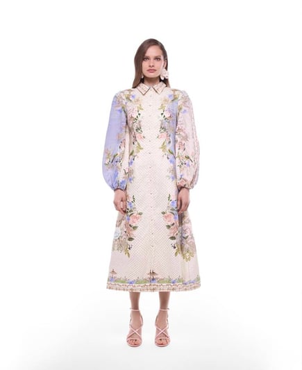 Floréa linen Midi Dress -Jardin