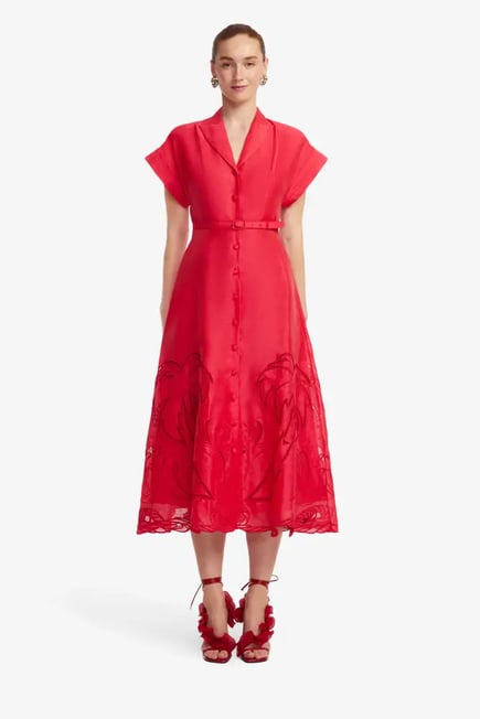 Aubrey Palm Shirt Midi Dress