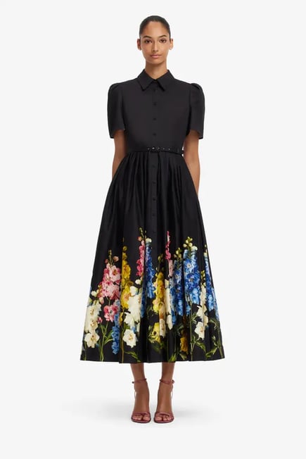 Bianca Short Sleeve Midi Dress-black