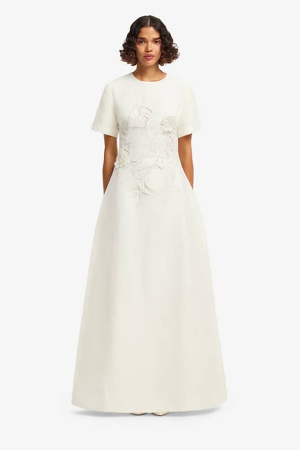 Alice Applique Short Sleeve Maxi Dress - Snow