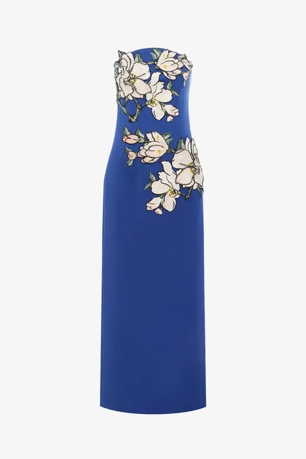 Appliqué Floral Bustier Maxi Dress