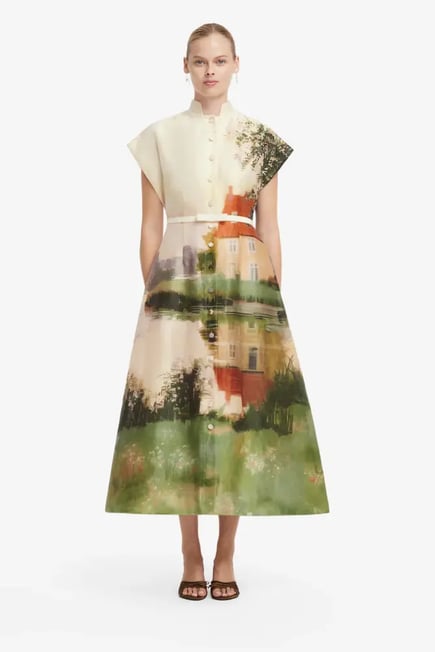  Aubrey Applique Shirt Midi Dress - printed