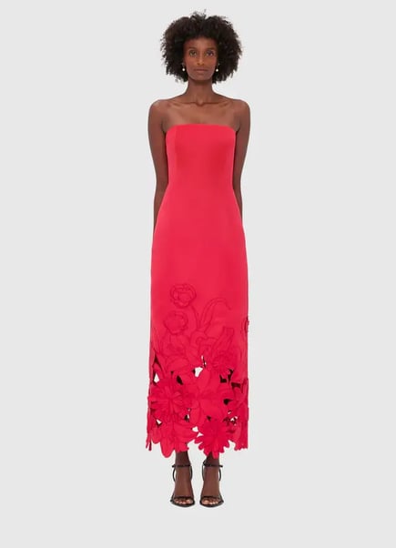 Appliqué Bustier Maxi Dress - Rosa
