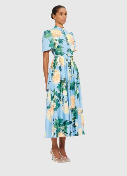 Becca Short Sleeve Midi Dress - Blue
