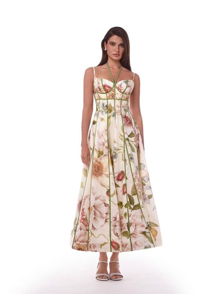 Amoréa Bustier Midi Dress – Olive