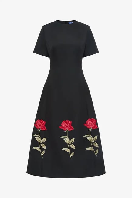Embellished Rose Midi Dress