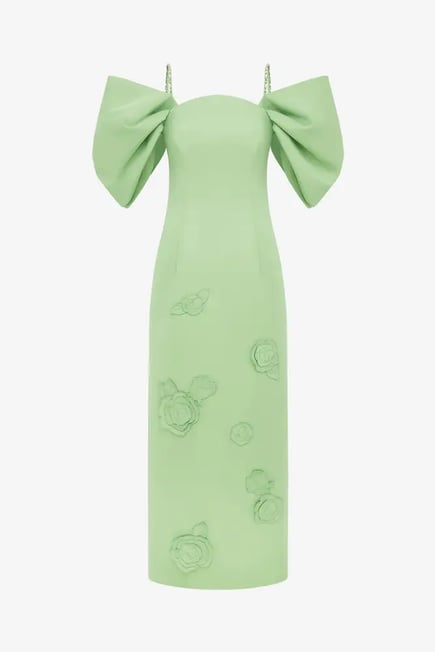 Appliqué Maxi Dress-green