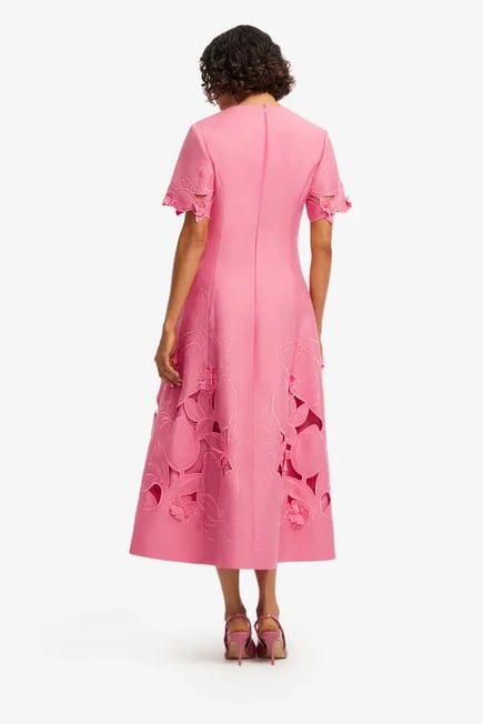 Appliqué Short Sleeve Midi Dress