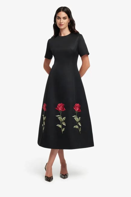 Embellished Rose Midi Dress