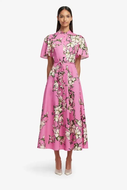 Bianca Short Sleeve Midi Dress-pink