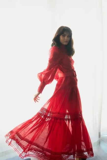 OCEANA SILK LINEN MAXI - RUBY RED