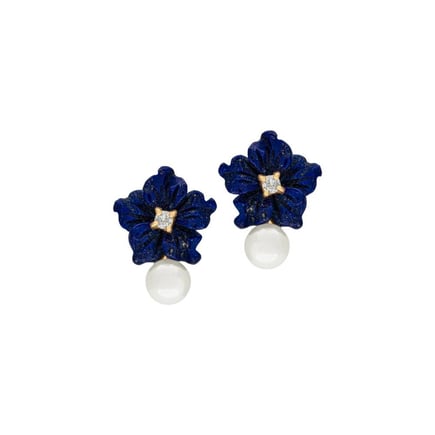 Blue Star Flower Earrings | 18K Gold and Diamonds