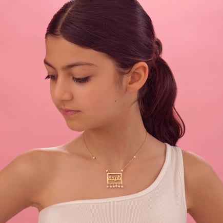 Sheikha necklace for children, 18K gold and zircon