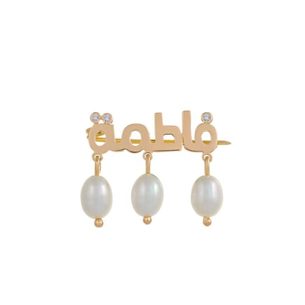 Pearl brooch |  18K gold and cubic zirconia