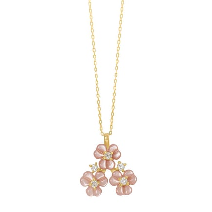Iris Blossom Pink Necklace | 18K Gold and Diamonds