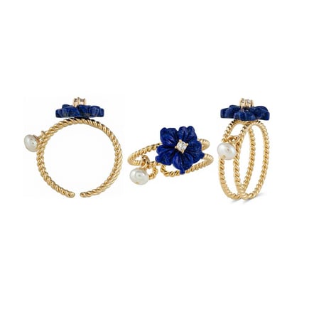Blue Star Flower Ring | 18K Gold and Diamonds